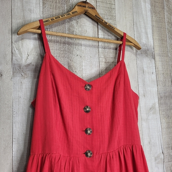 Reitmans Signature Elegant Red Button-Down Dress. Cotton Blend. Size Large - Picture 2 of 12